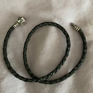 Grey retired Pandora leather wrap bracelet. EUC.